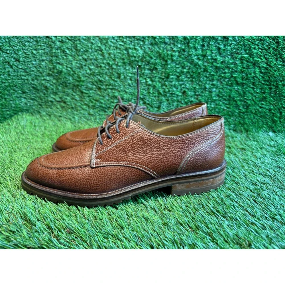 Zelli‎ Brown Pebbled Leather Oxford Split Toe Shoes Mens 8.5 M Made in Italy